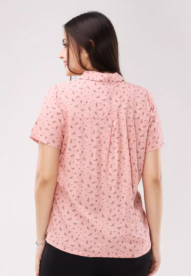 Woven Printed Rayon Short Sleeves Blouse