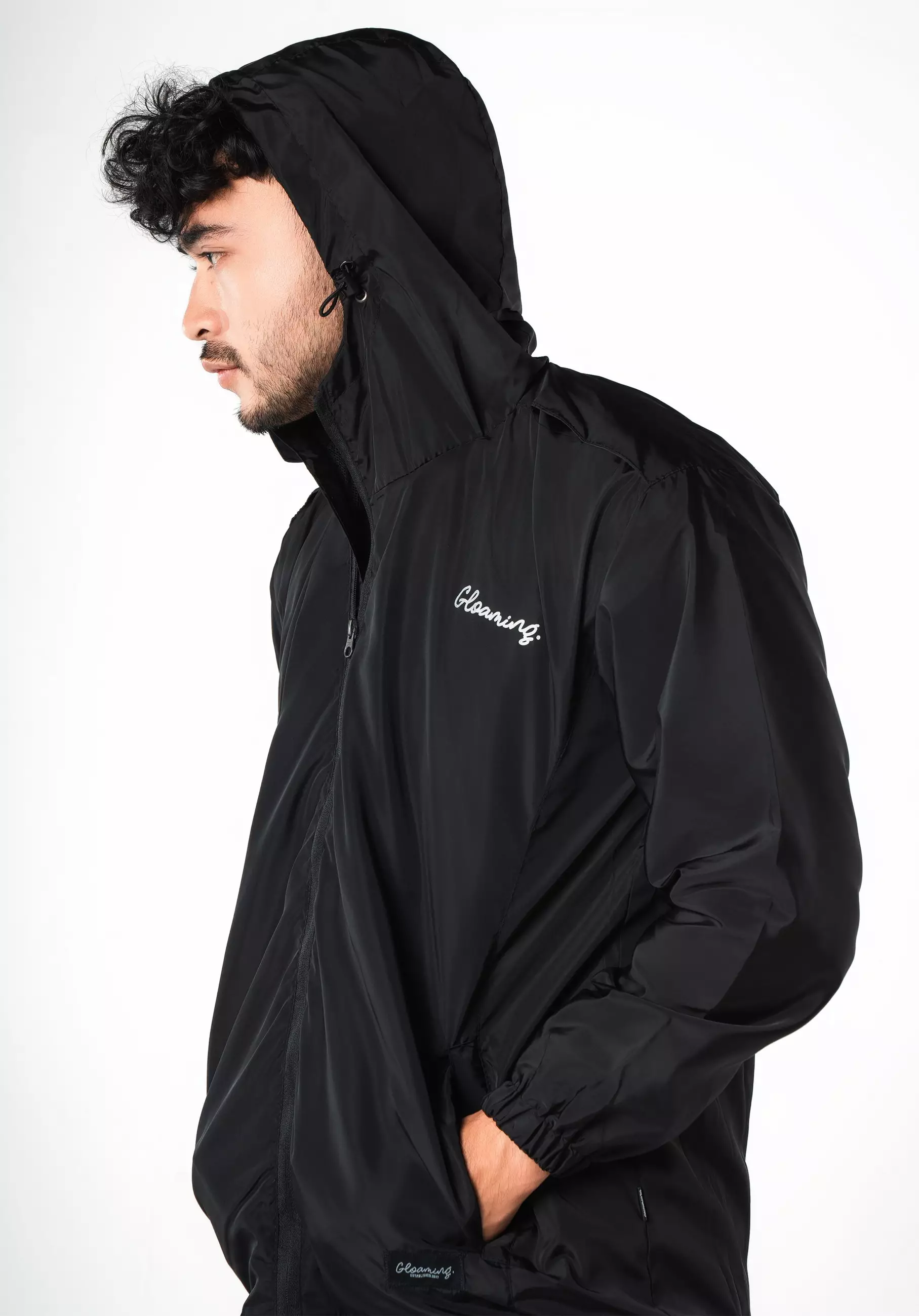 Jaket Parka Parasut Pullover Hoodie Waterproof Black