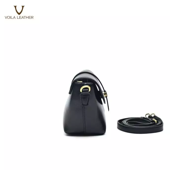 VOILA LEATHER Tas Selempang Wanita Kulit Asli Genuine Leather Sling Bag AMARA Black