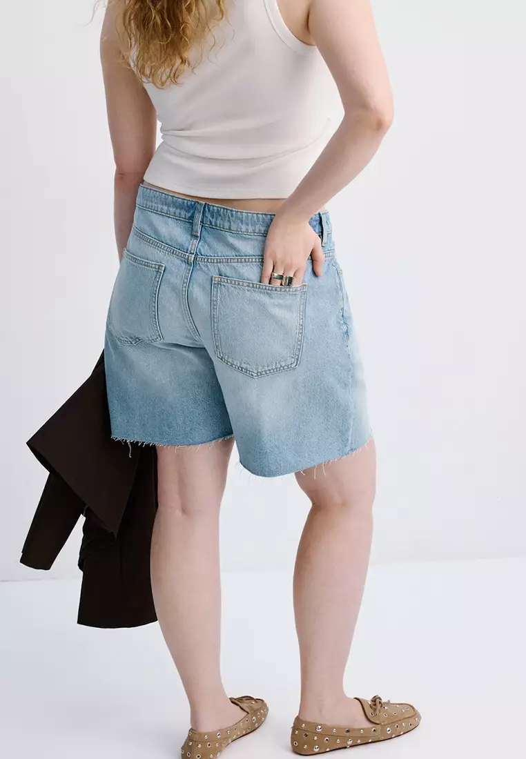 Straight Low-Rise Denim Bermuda Shorts