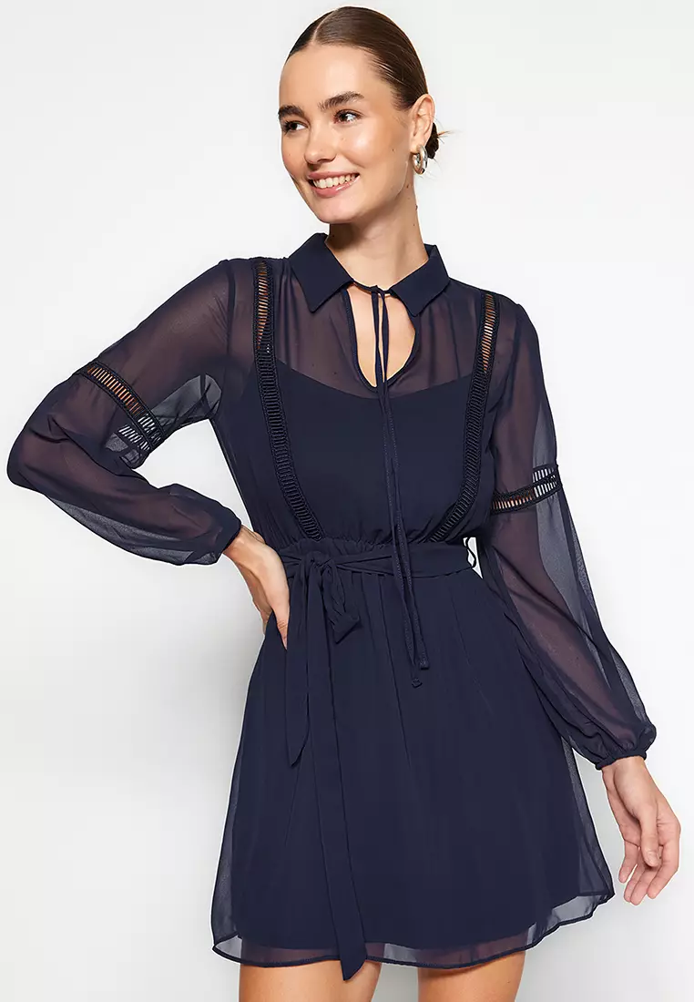 Buy Trendyol Chiffon Mini Tie Dress 2024 Online ZALORA Singapore
