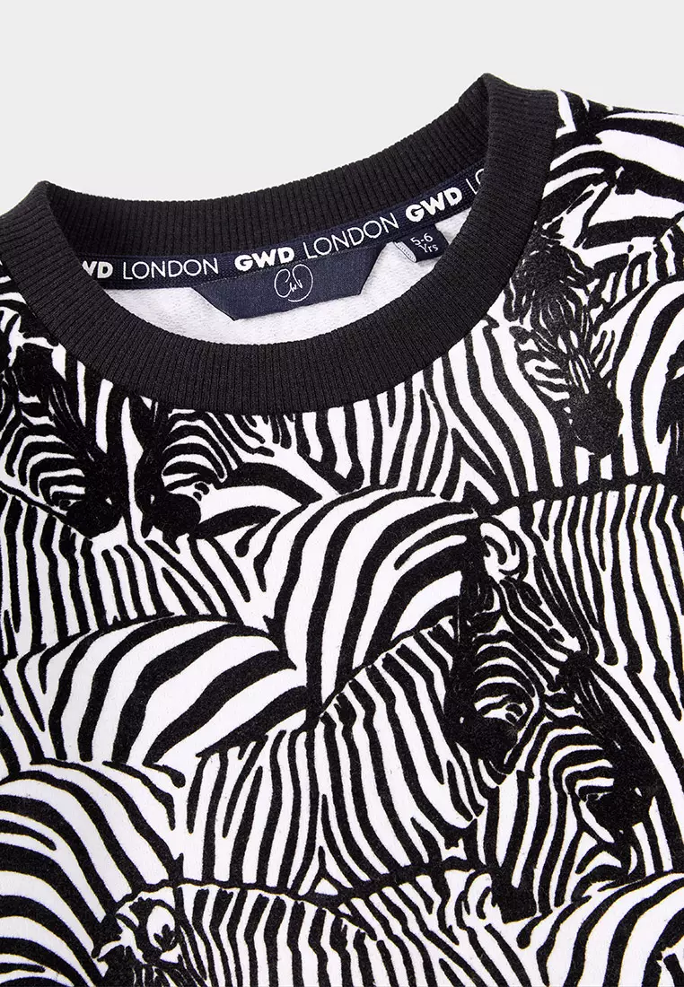 Zebra Printed Long Sleeve Sweatshirt
