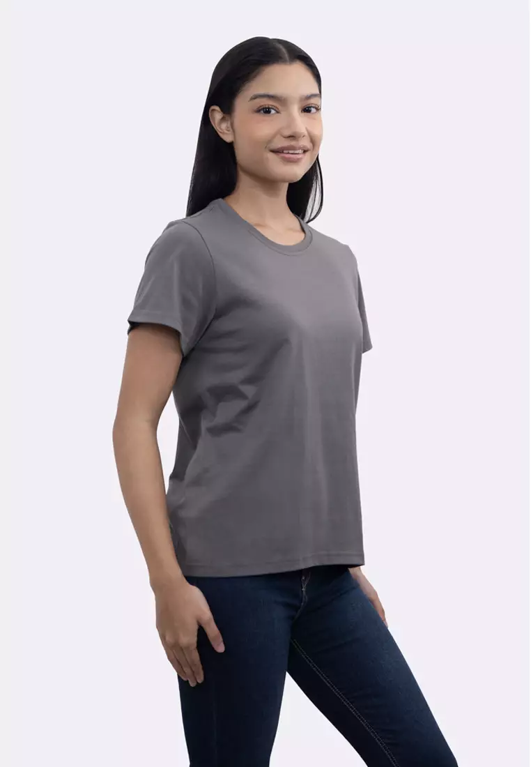 Ladies Grey Round Neck T-Shirt