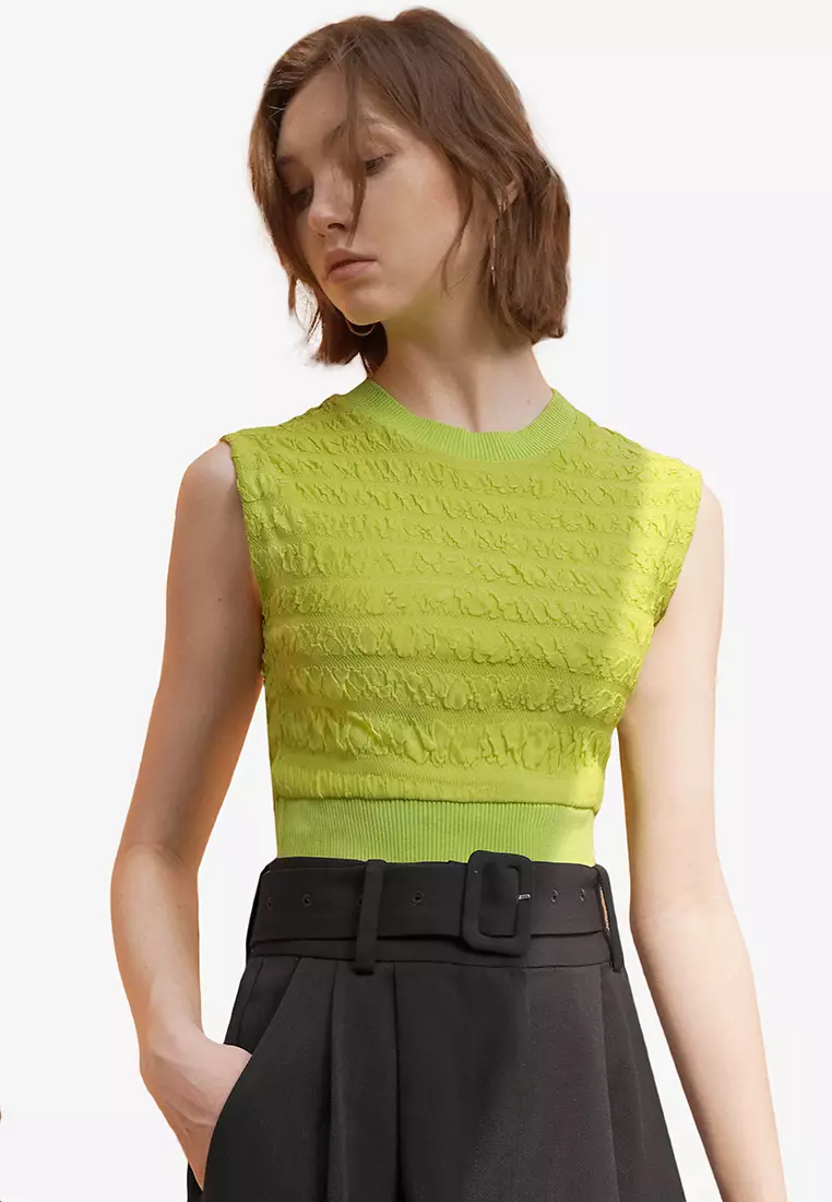 Sleeveless Textured Crop Top