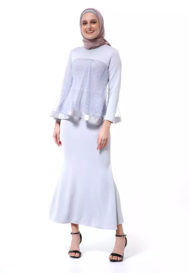 Gaun Model Duyung Fashion Muslimah Atasan Wanita Long Stlye Premium High Quality - Abu