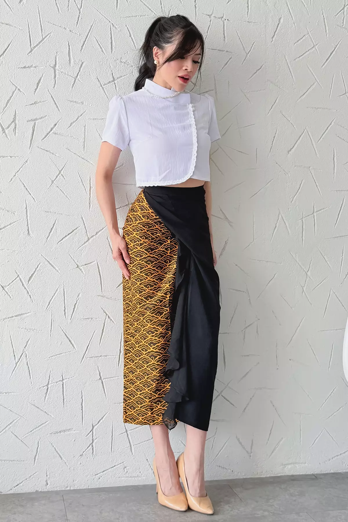 Andhika Frills Batik Megamendung Sarong Rok Lilit Batik
