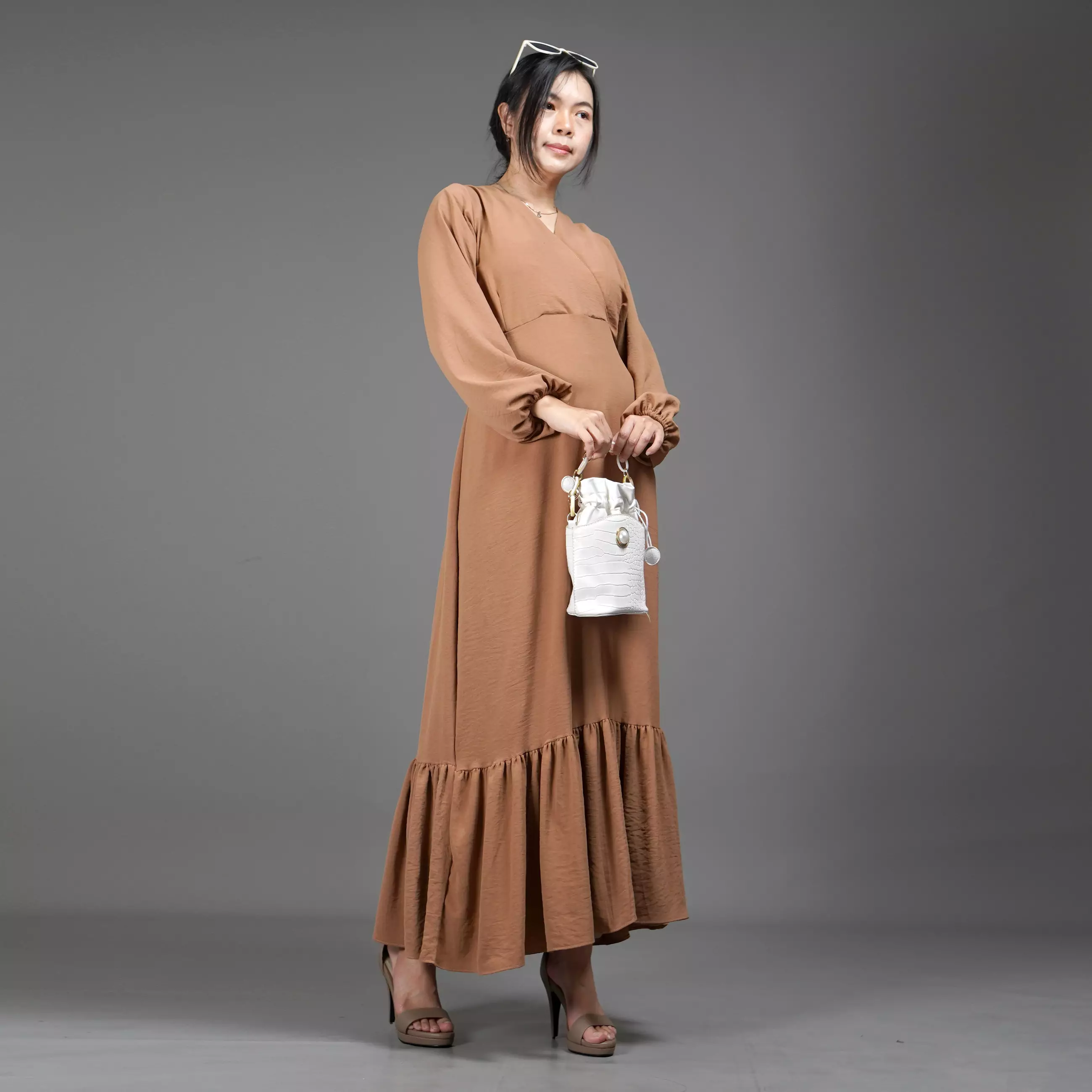  DRESS JULIA Long Dress Gaun Pesta Midi Dress Gaya Korea - Coksu