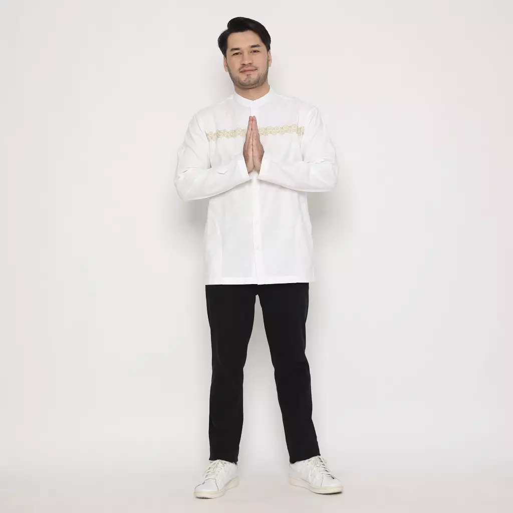 AMK Baju Koko Lengan Panjang Bordir KK SALMAN L/S PUTIH