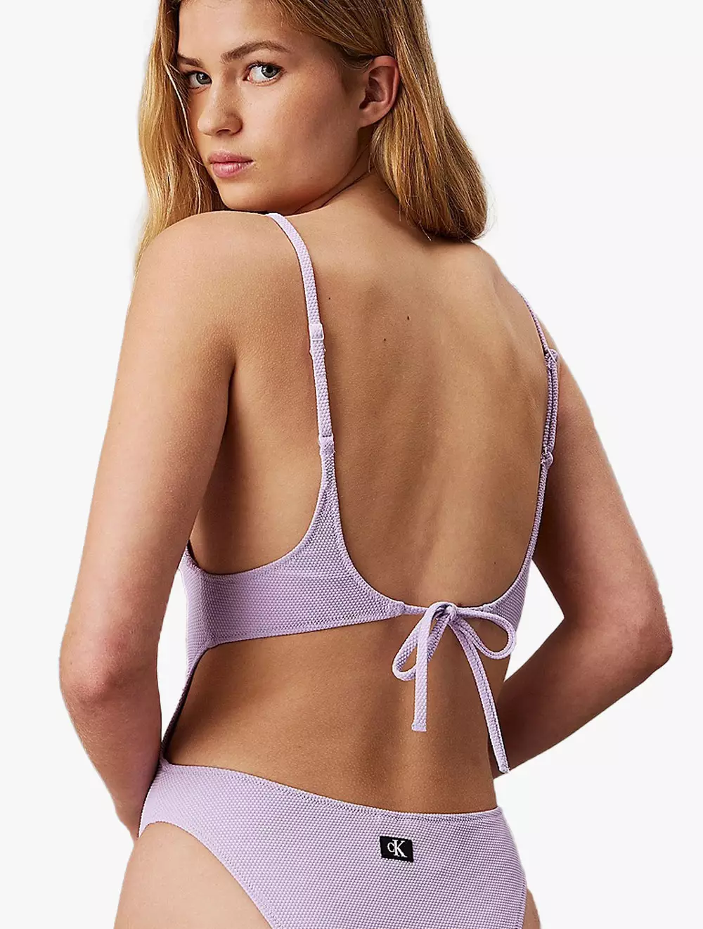 Calvin Klein Swimwear - Cut Out Swimsuit - CK Monogram Texture - Lilac Purple - lilac purple