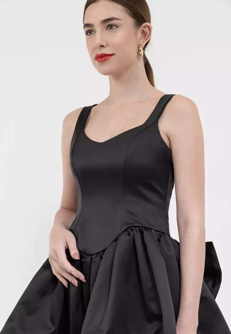Yulia Bow Detail Satin Mini Dress