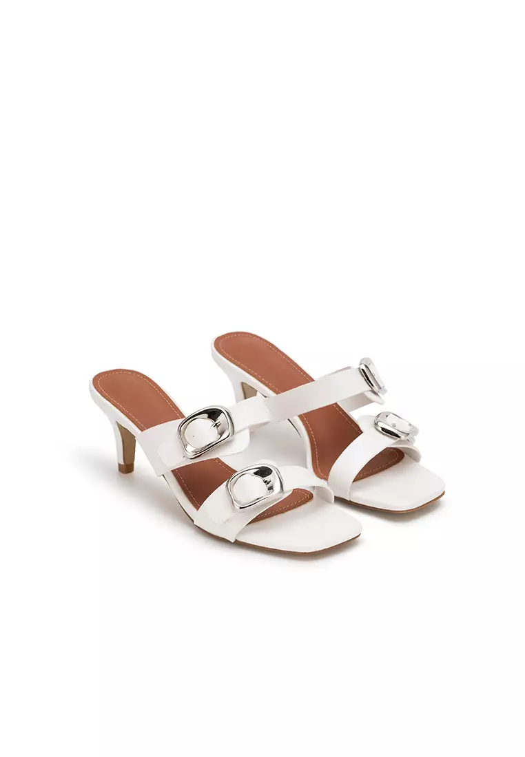 BUCKLE DUO STRAP MID HEEL SLIDE