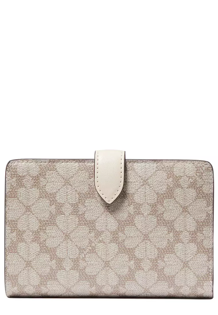 Kate Spade Signature Spade Flower Medium Compact Bifold Wallet in Dark Mushroom Cap Multi KG488