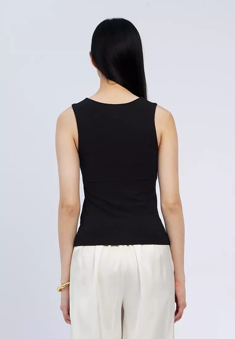 Low Neck Basic Fitted Tank Top