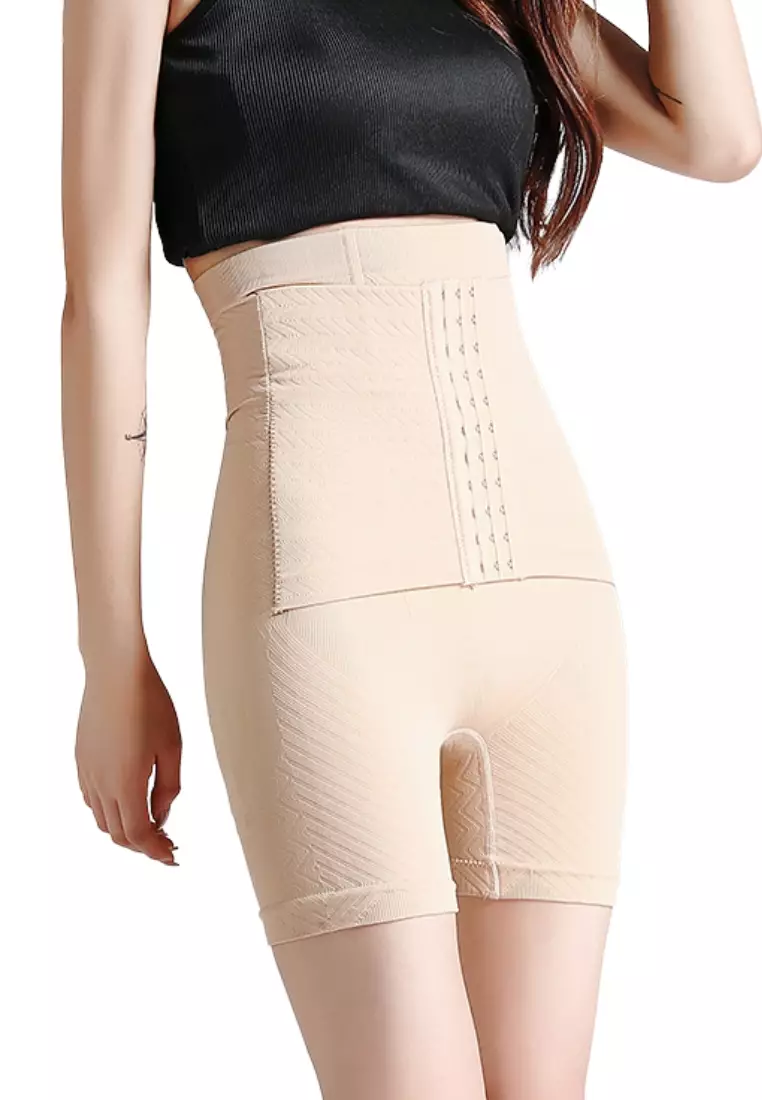 Premium Wara High Waisted Shaping & Lifting Compression Long Girdle Shapewear Shorts in Nude