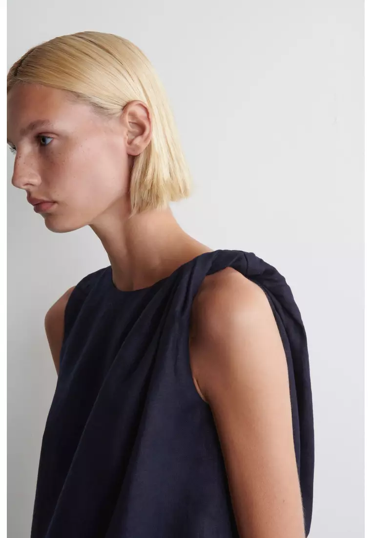 TWISTED-DETAIL LINEN TOP