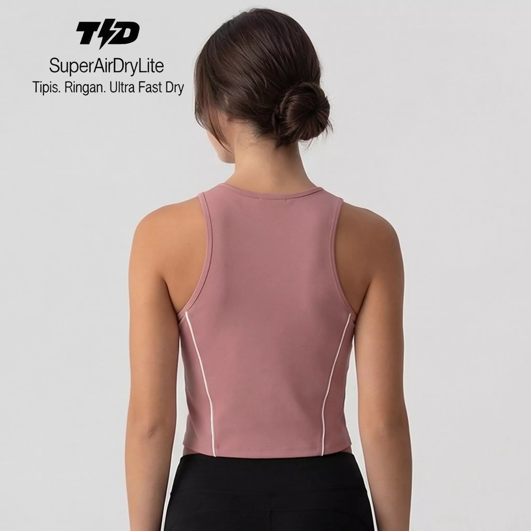 TDACTIVE Kaos Crop Tank Tracktop Superairdrylite ringan drifit dusty pink LSF46