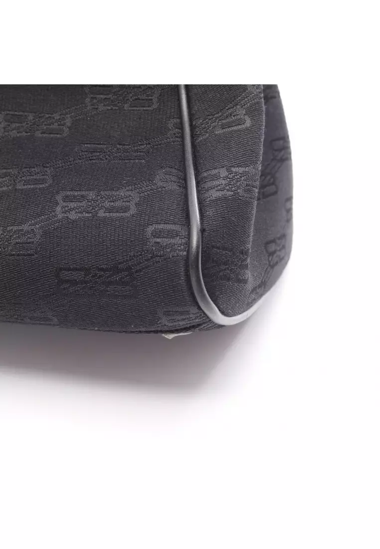 Pre-Loved BALENCIAGA BB monogram Handbag canvas leather black