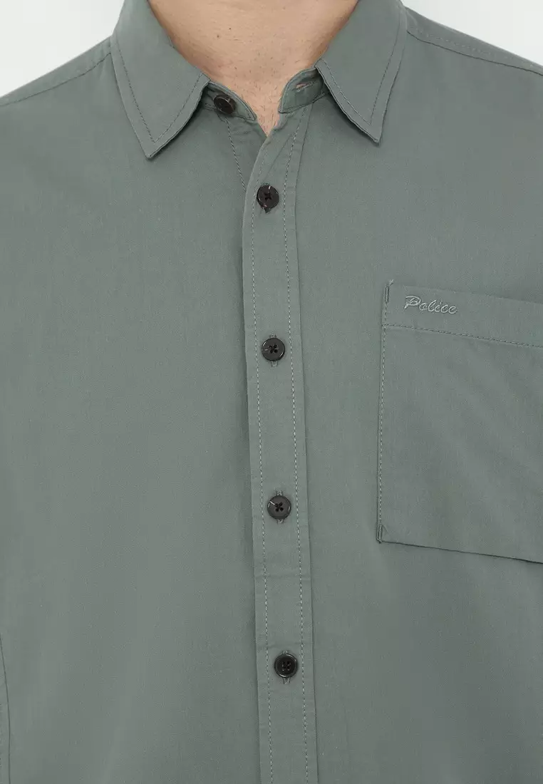 POLICE Kemeja Polos Cotton Regular Fit Pria