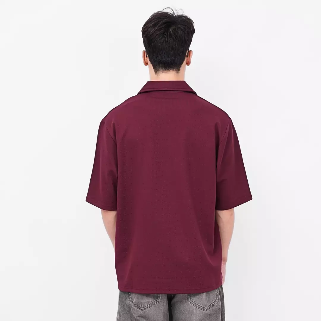Ryusei Polo Oversize Kudo Twill Maroon