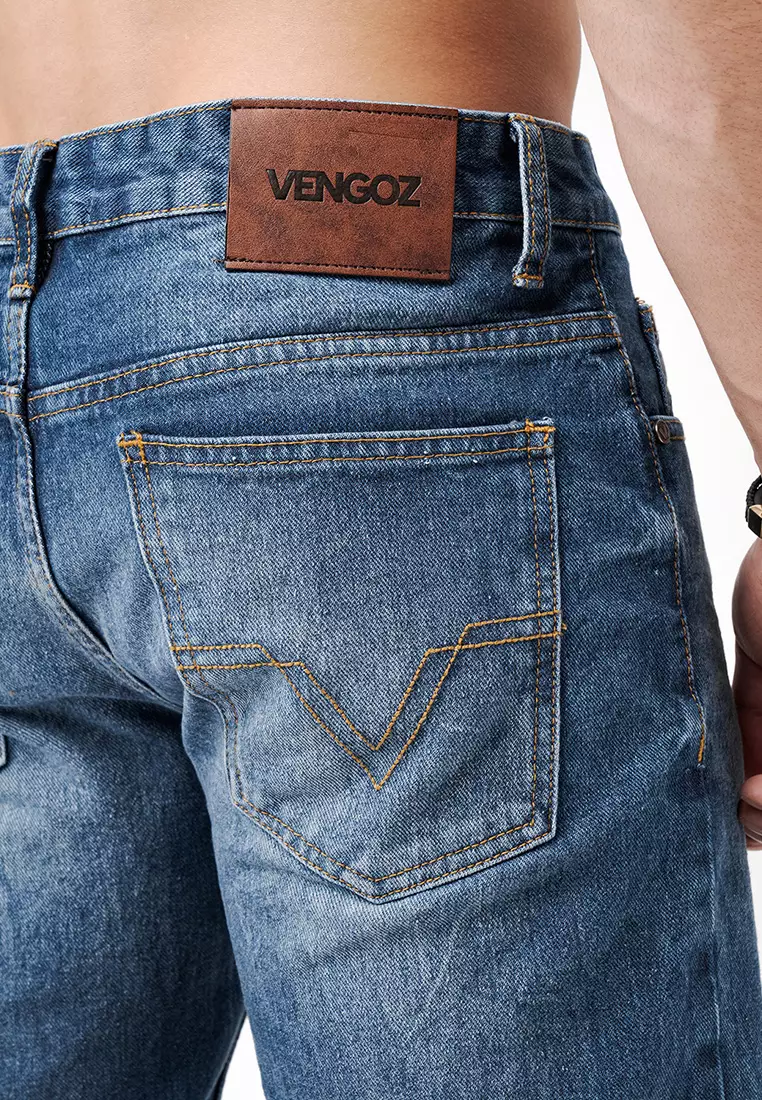 Tapered Fit Jeans Premium Mid Blue Wash