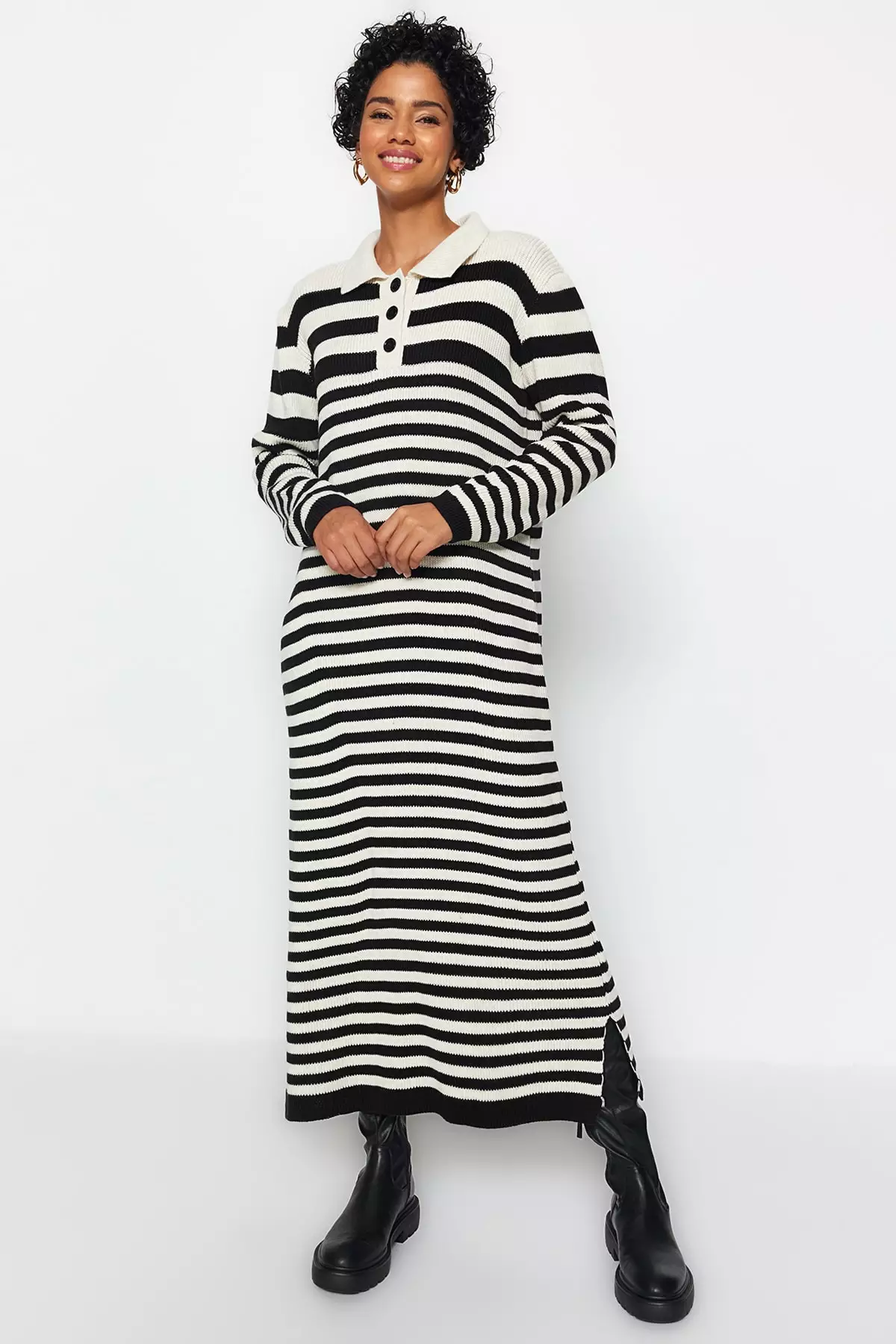 White and black sweater shop dress