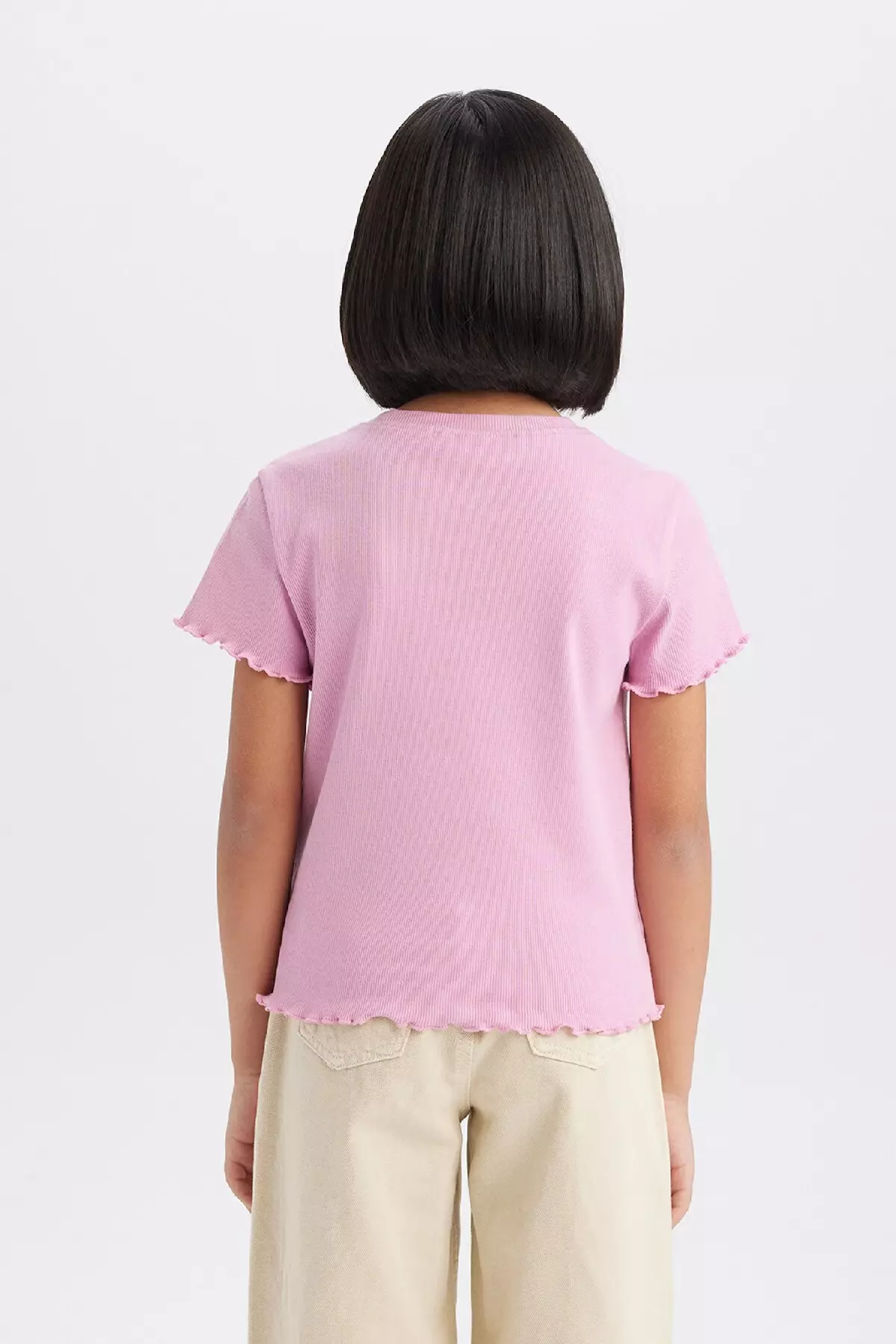 Girls' Short Sleeve T-Shirt - Crew Neck, Slim Fit, Printed Camisole B6689A825Sm