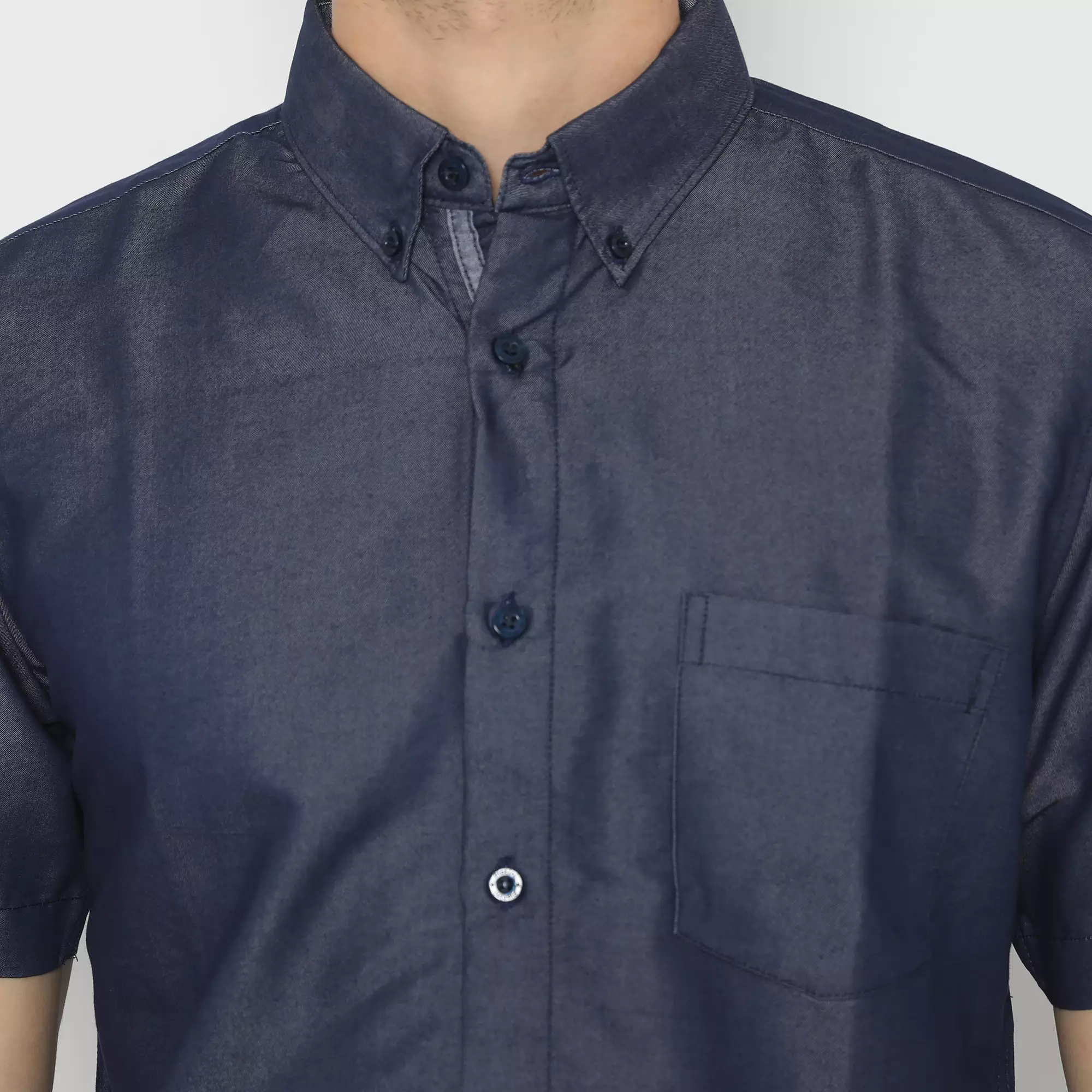 Platini Kemeja Polos Pendek Soft Twill Biru 73007