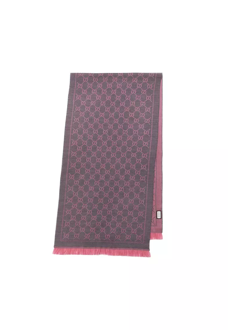 Gg Jacquard Pattern Knitted Scarf