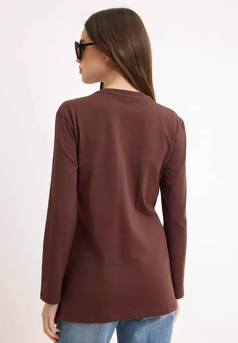 Brown Regular Single Jersey Plain Knitted Tctss26Uk00007