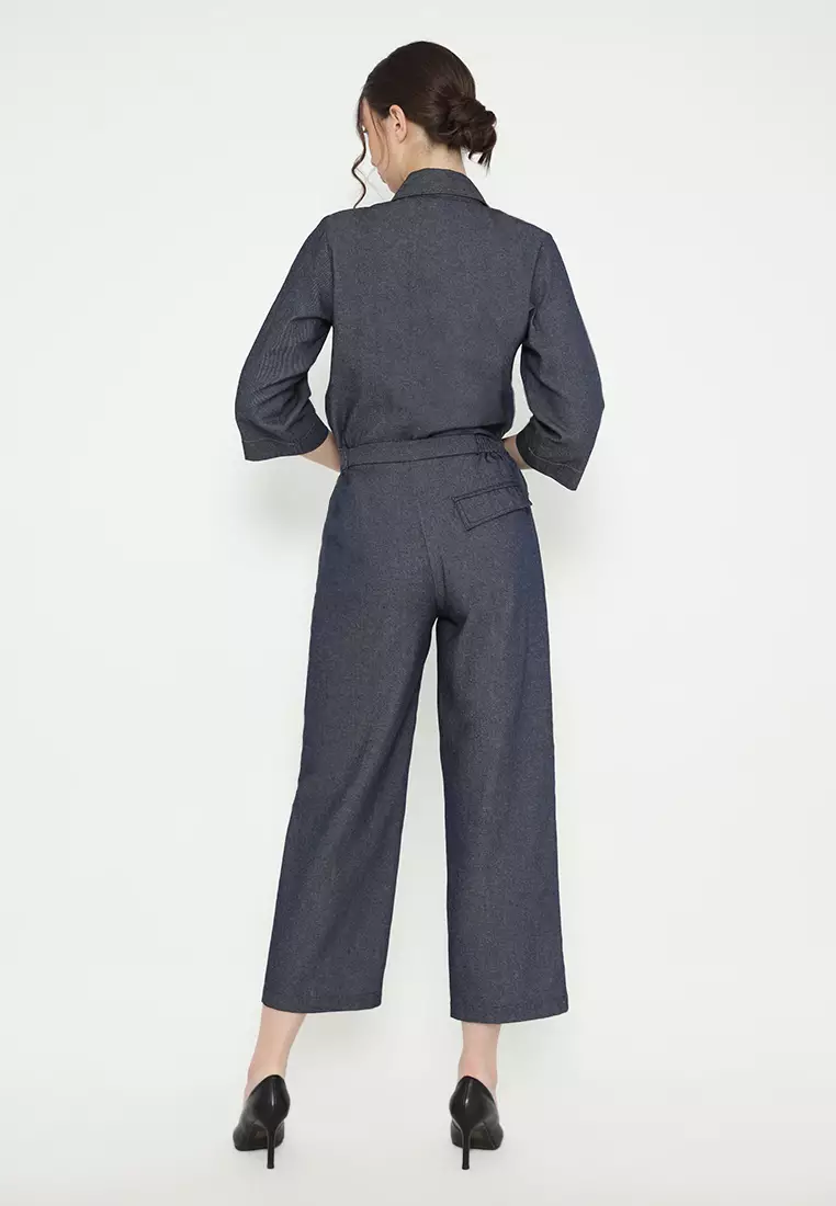 Denim Blouse In Navy Blue By Brilliant Girl Warna NAVY