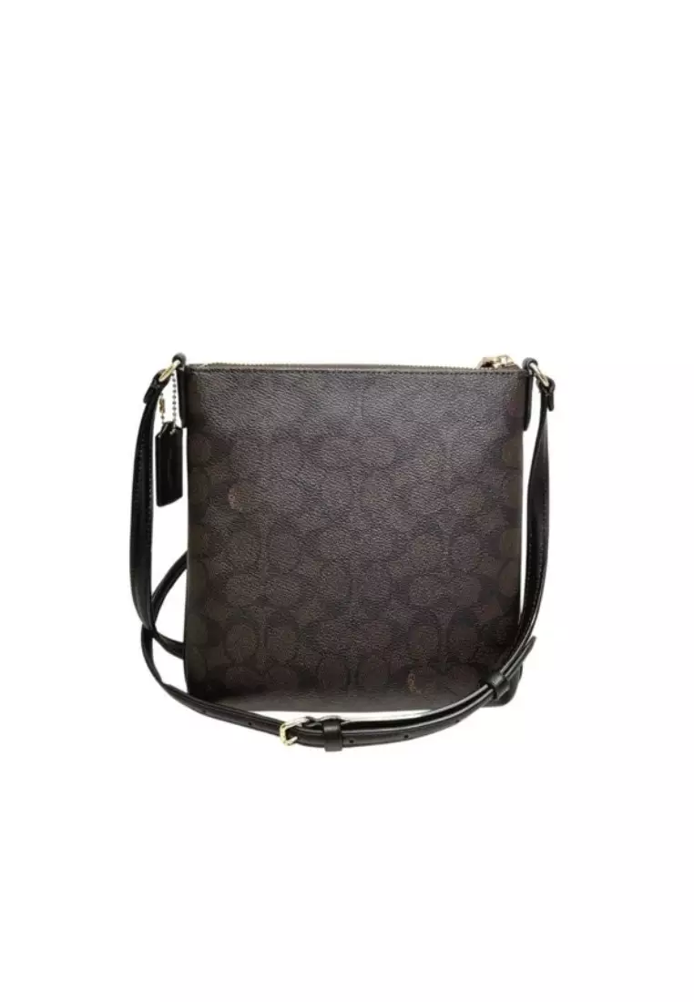 COACH Mini Rowan File Bag In Signature Canvas (CW325) – IM / WALNUT / BLACK