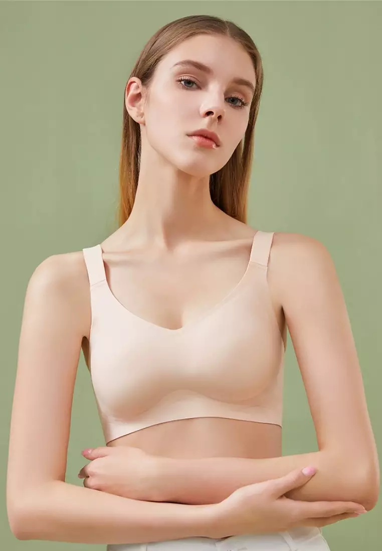 2 Pack Premium Melinda Seamless Wireless Padded Support Bra in Nude and Black