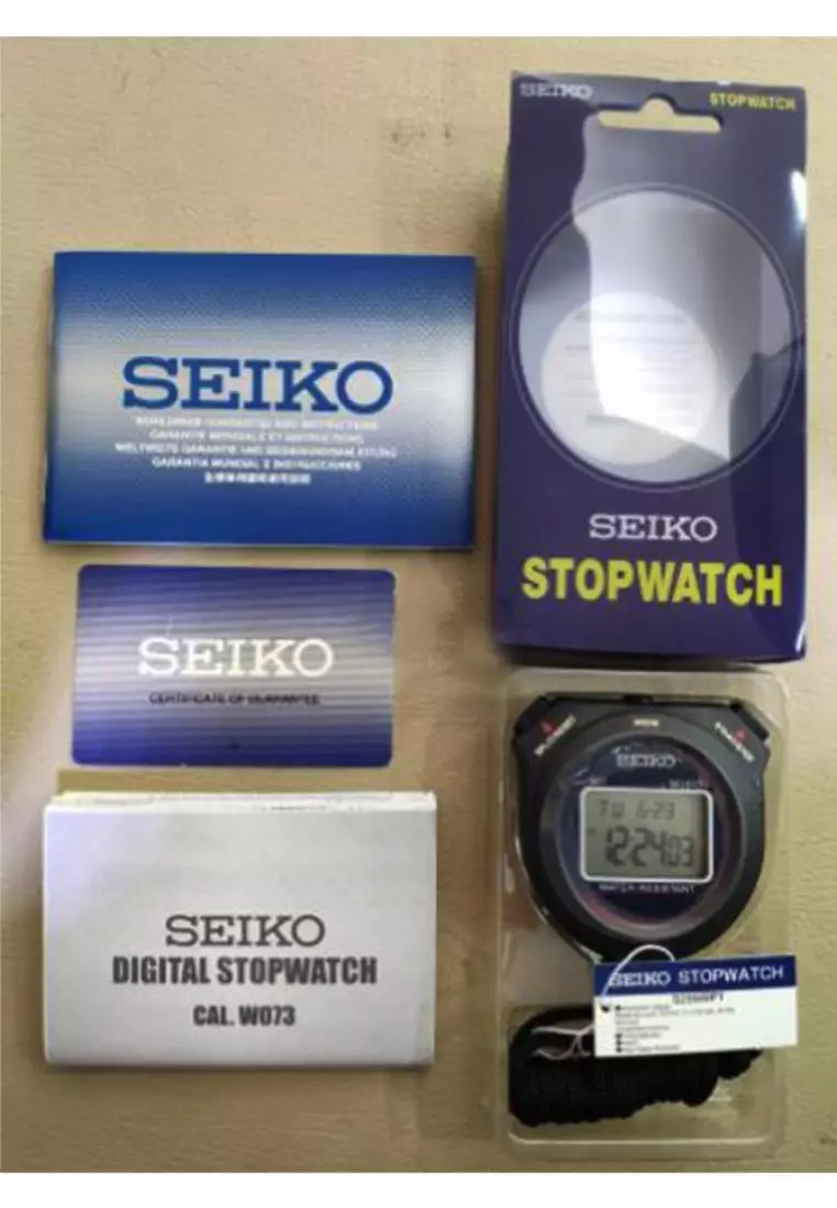 Stopwatch Digital Seiko Original Garansi Resmi S23589P1 / S23589P / S23589 Black Plastic Case 10 Lap Memory