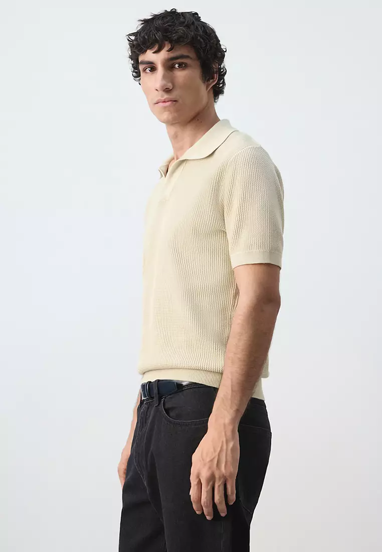 100% Cotton Knitted Structure Polo Shirt