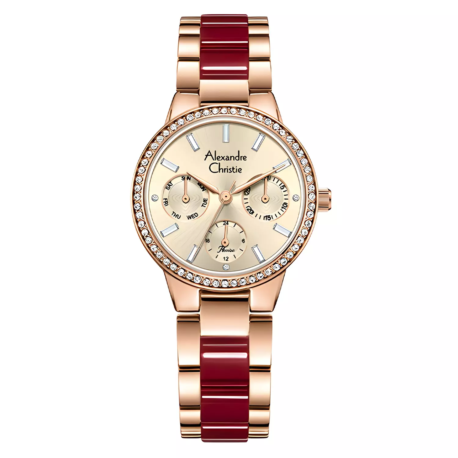 Alexandre Christie Passion Series - Jam Tangan Analog Wanita - Rose Gold Red - Stainless Steel - 2A94 BFBRGRE