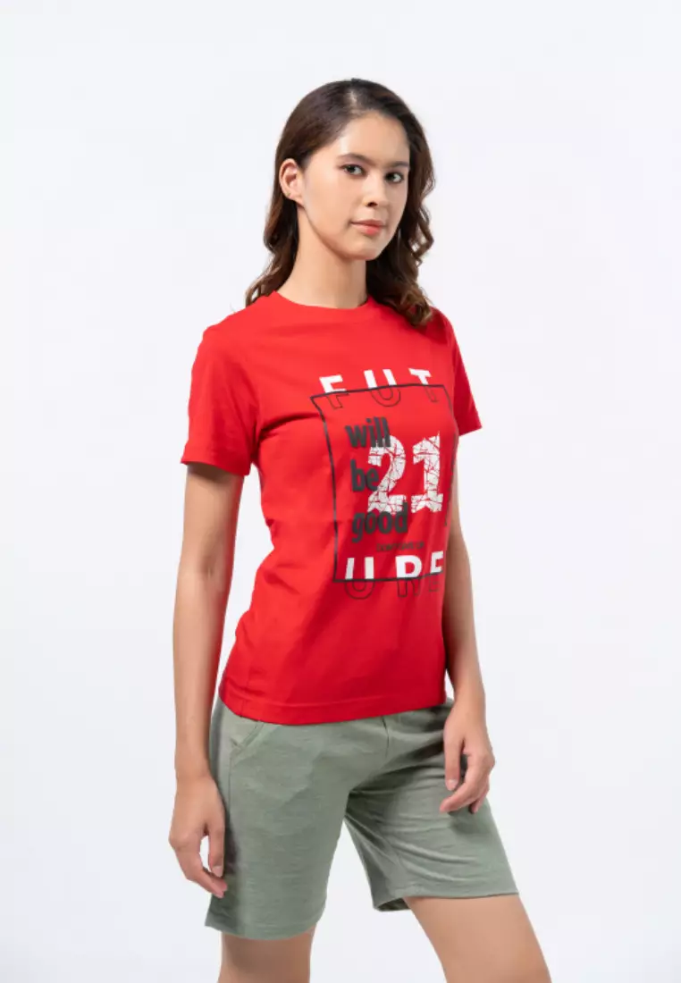 WOMEN'S COTTON LIFESTYLE PRINTED SHORT SLEEVE T-SHIRT
