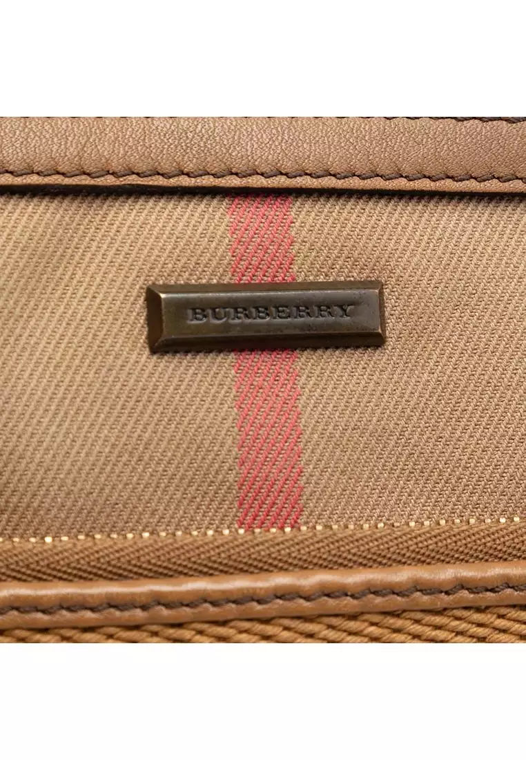Pre-Loved Burberry House Check Canvas Wristlet Clutch