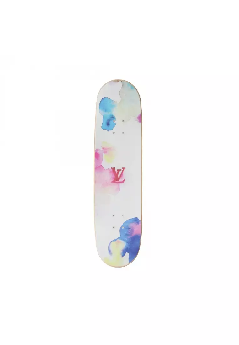 Pre-Loved Louis Vuitton monogram watercolor Skateboarding interior wood white multicolor