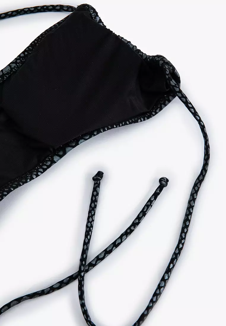 蛇紋印花掛頸比堅尼上衣