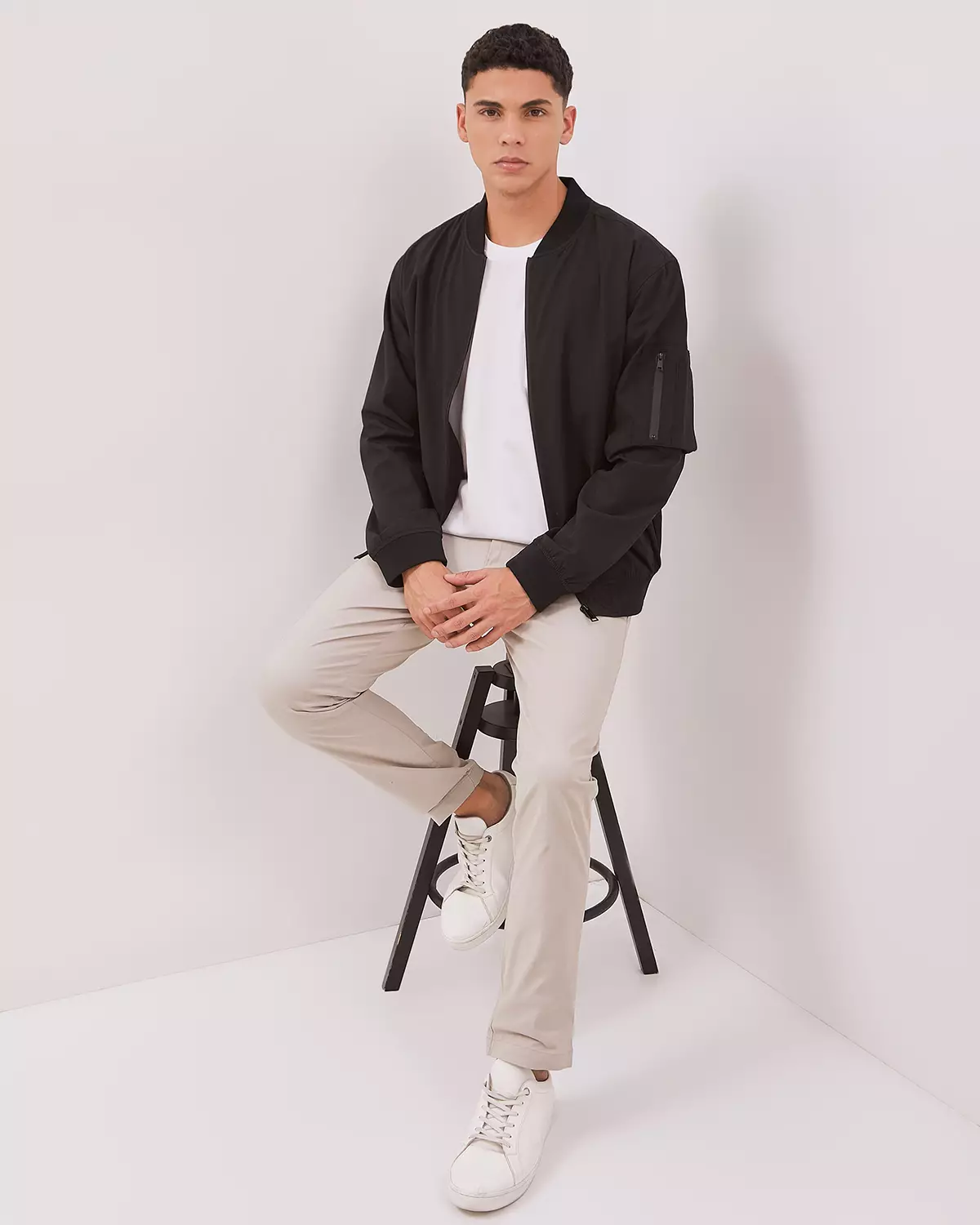 BLACK BOMBER JACKET FOR MEN