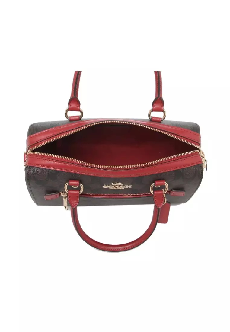 COACH Rowan Satchel in Signature Canvas in Brown 1941 Red 