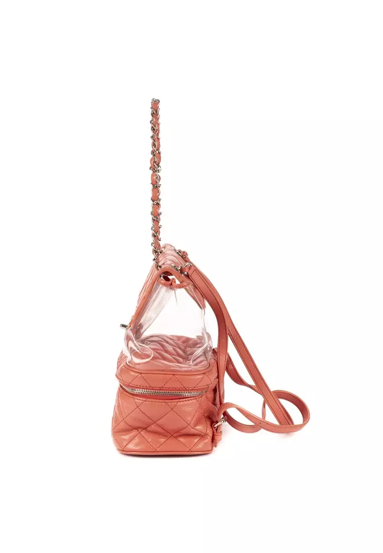 Chanel 2018 Limited Edition Aquarium Backpack Pink Transparent Quilted Chanel Pink Quilted Lambskin 2018 Aquarium Backpack main image 4