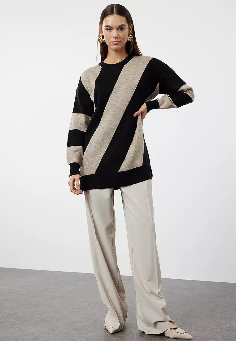 Color Blocked Knitwear Striped Sweater