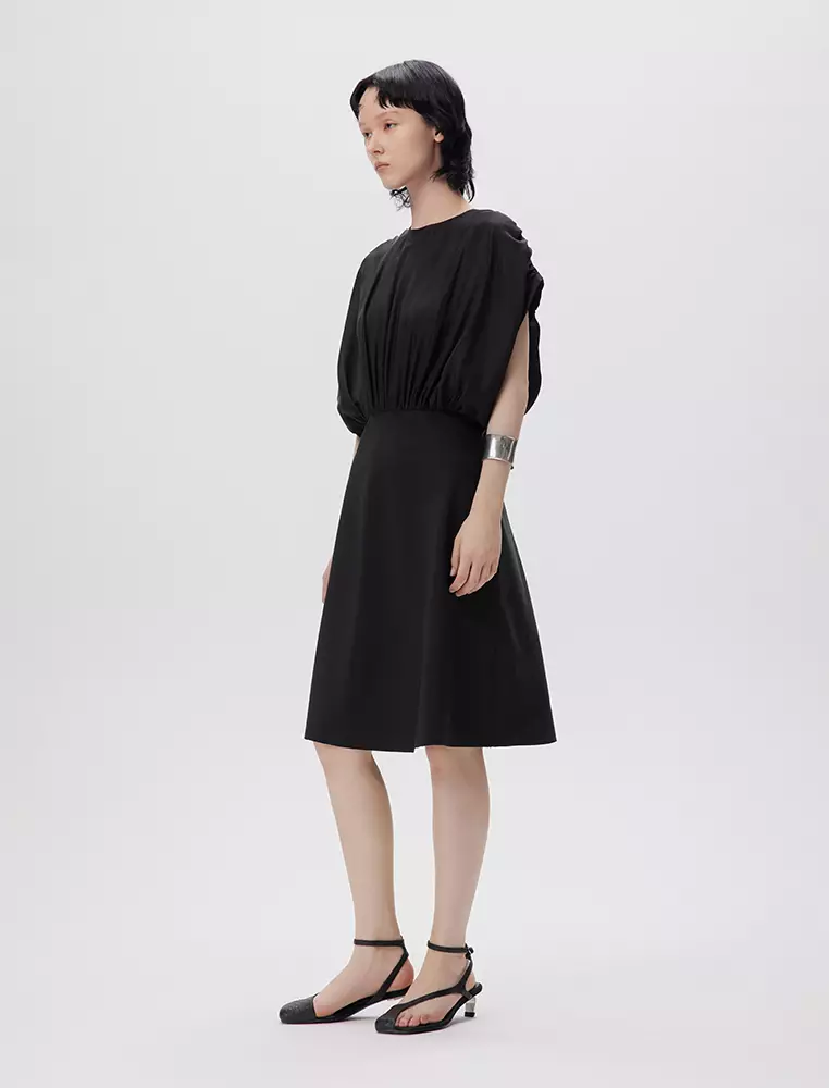 電力紡X型修身優雅無袖連衣裙