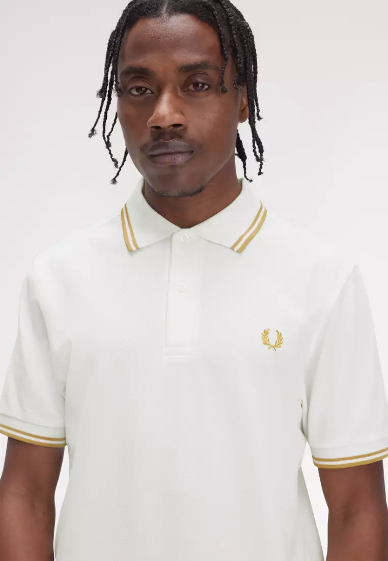 Fred Perry M3600 Twin Tipped Fred Perry Shirt (Snow White/ Honeycomb)