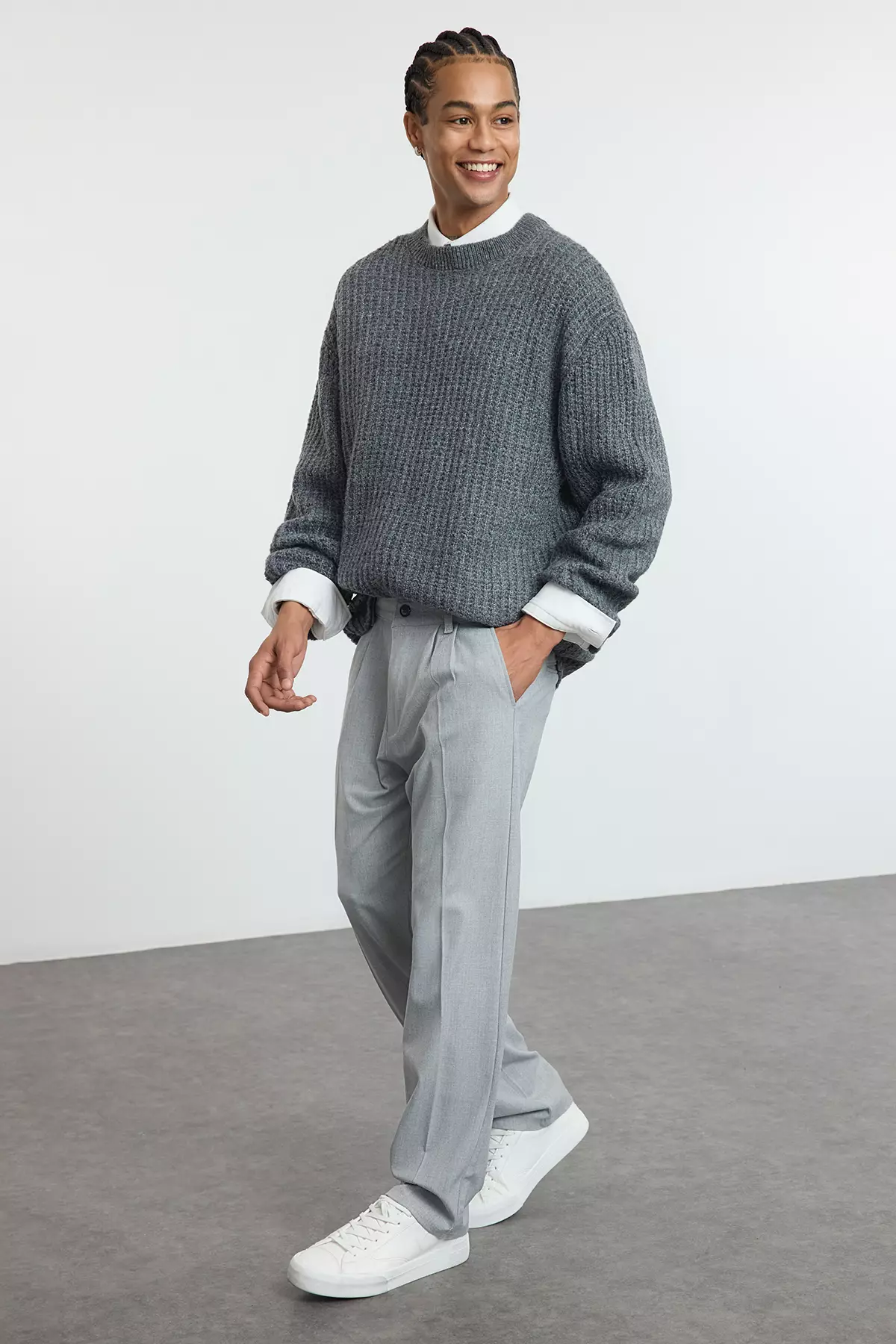 Baggy Fit Pleated Trousers