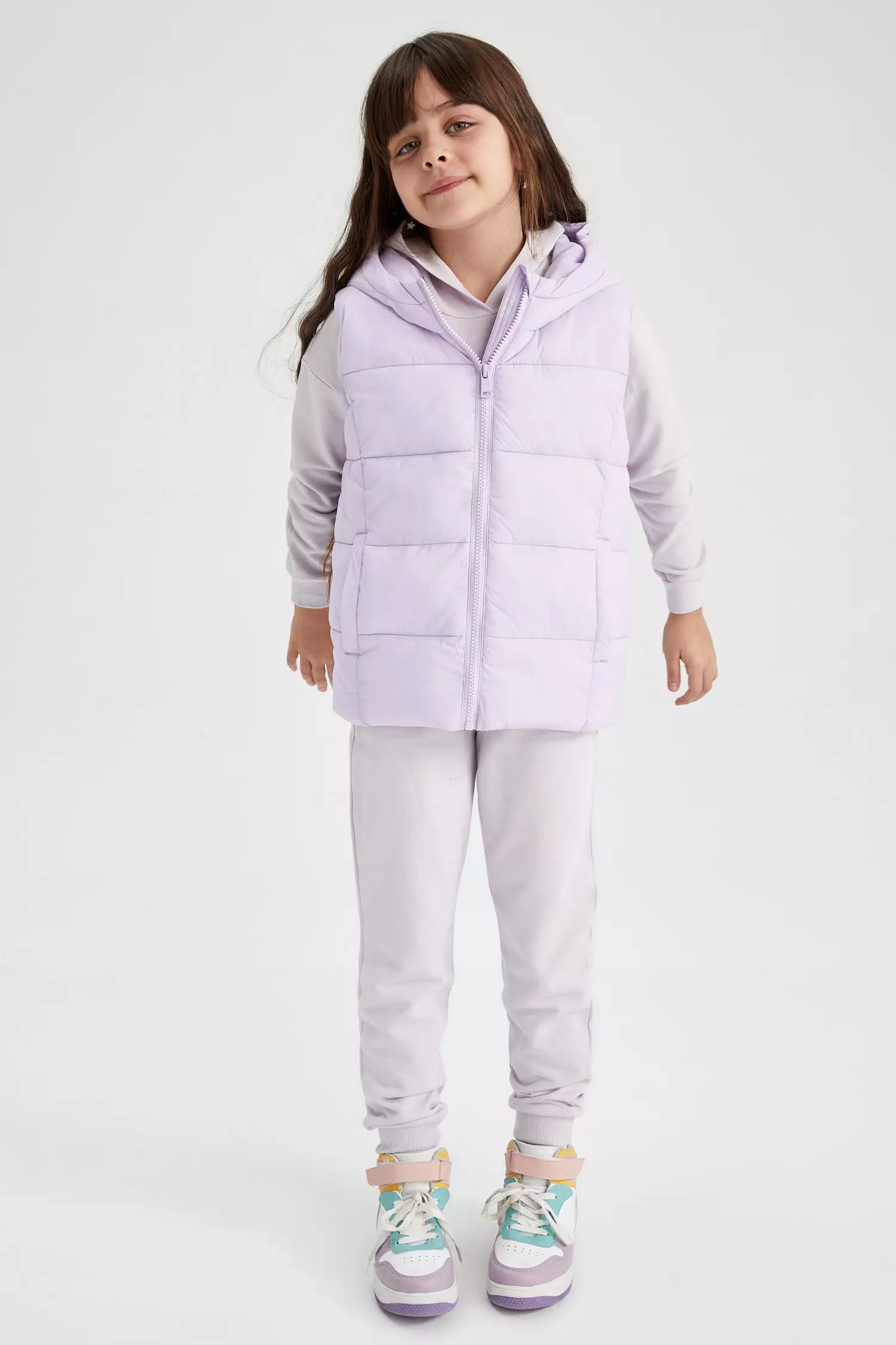 Girls puffer vest deals with hood