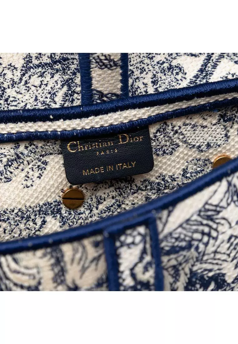 Pre-Loved Dior Embroidered Canvas Toile De Jouy Saddle Bag