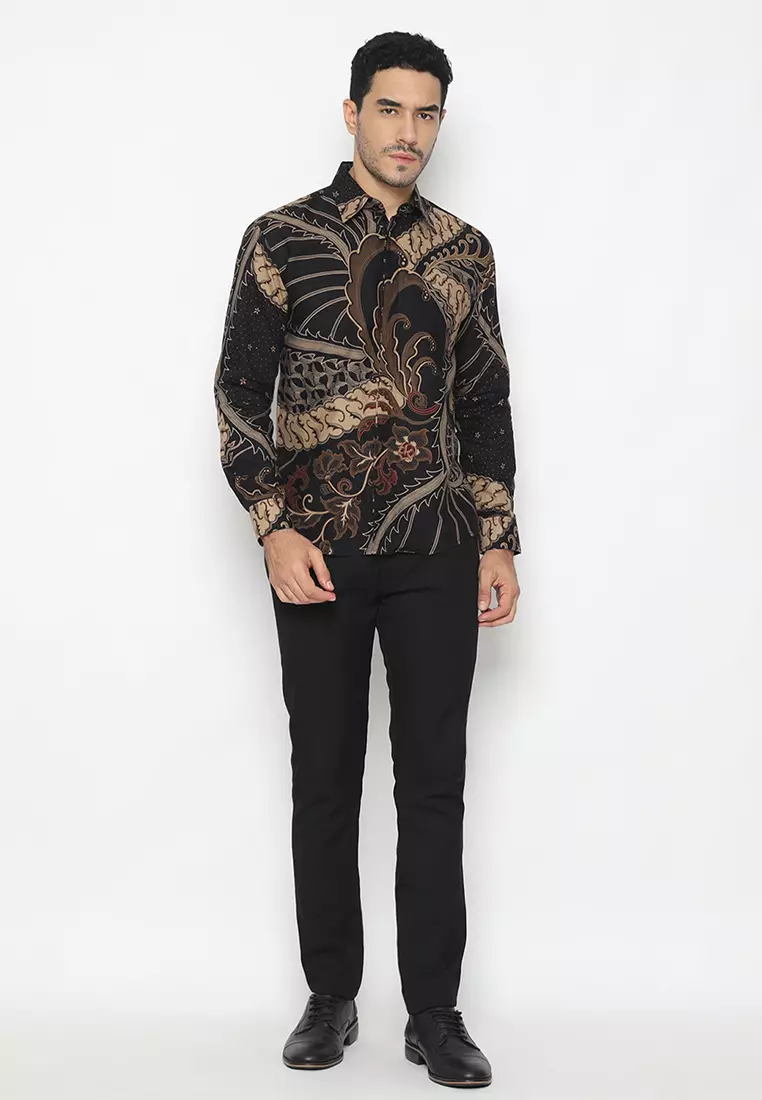 Kemeja Batik Pria Slimfit Brawijaya - Black/Brown