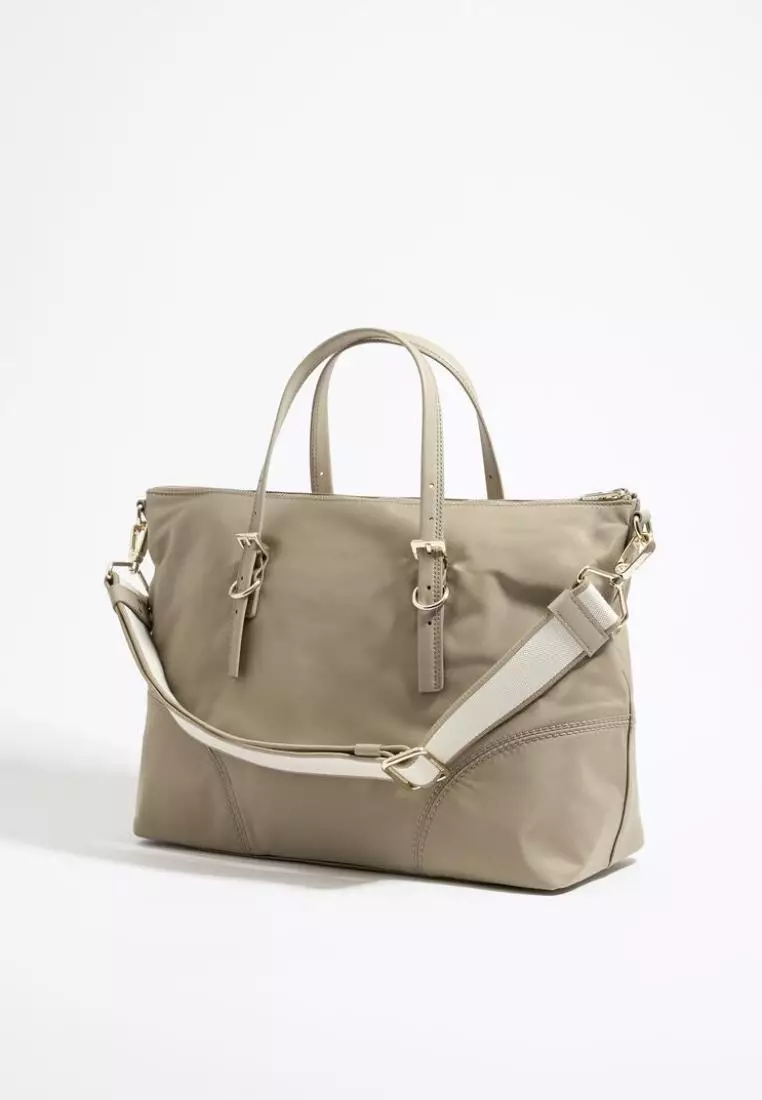 Bimba Y Lola L Light Khaki Nylon Shopper Bag